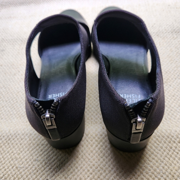 Eileen Fisher Womens 10 Leather Turban 2 Platform Wedge Black Shoes Like New - Picture 4 of 6